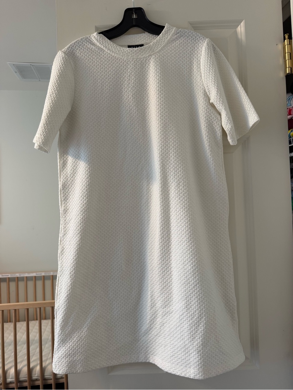 VILA Cream Textured Short Sleeve Casual Dress
